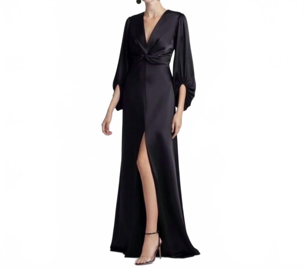 NEW SACHIN & BABI jenny satin crepe gown formal evening dress in black